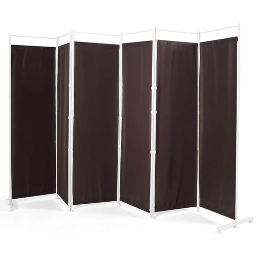 6-Panel Room Divider Folding Privacy Screen, Brown