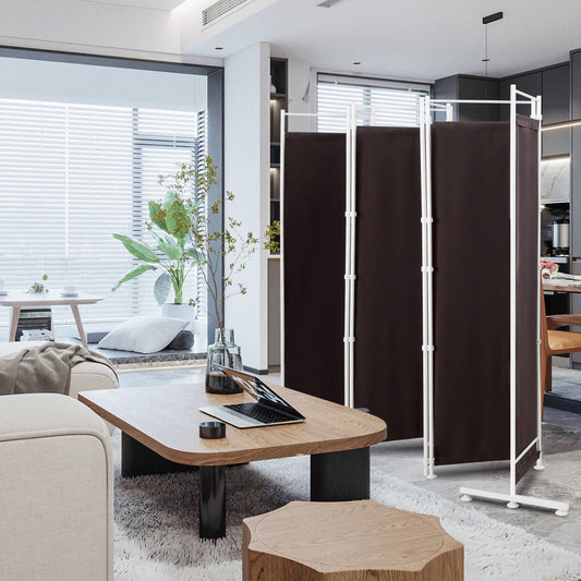 6-Panel Folding Privacy Screen, Brown Room Dividers Brown at Gallery Canada