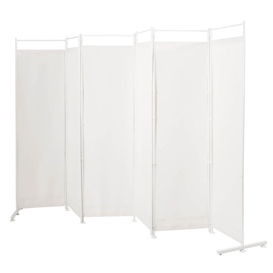 6-Panel Room Divider Folding Privacy Screen, White