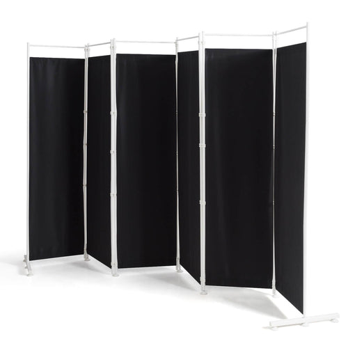6-Panel Room Divider Folding Privacy Screen , Black