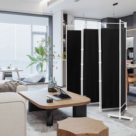 6-Panel Folding Privacy Screen, Black Room Dividers Black at Gallery Canada