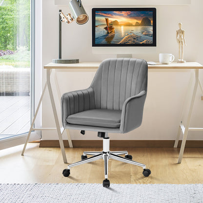 Velvet Accent Office Armchair with Adjustable Swivel and Removable Cushion, Gray at Gallery Canada