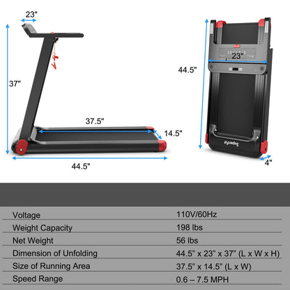 Folding Electric Compact Walking Treadmill with APP Control Speaker, Red at Gallery Canada