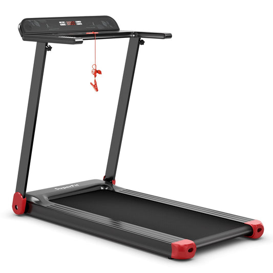 Folding Electric Compact Walking Treadmill with APP Control Speaker, Red