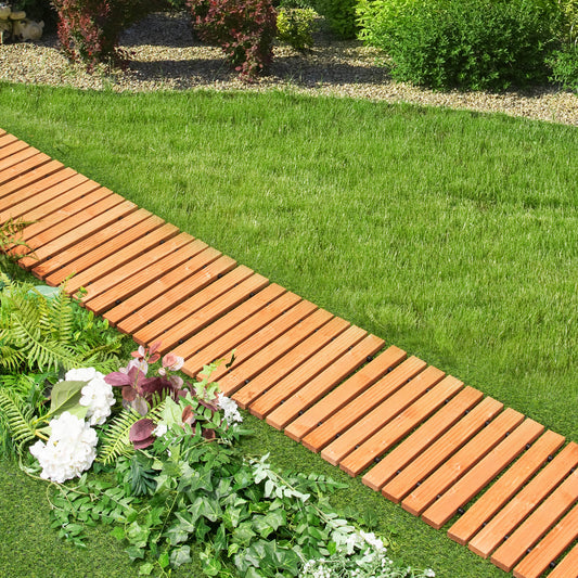 8 Feet Roll-Out Weather-Resistant Patio Hardwood Pathway, 22 Inch, Brown Decorative Fencing & Flooring Brown at Gallery Canada