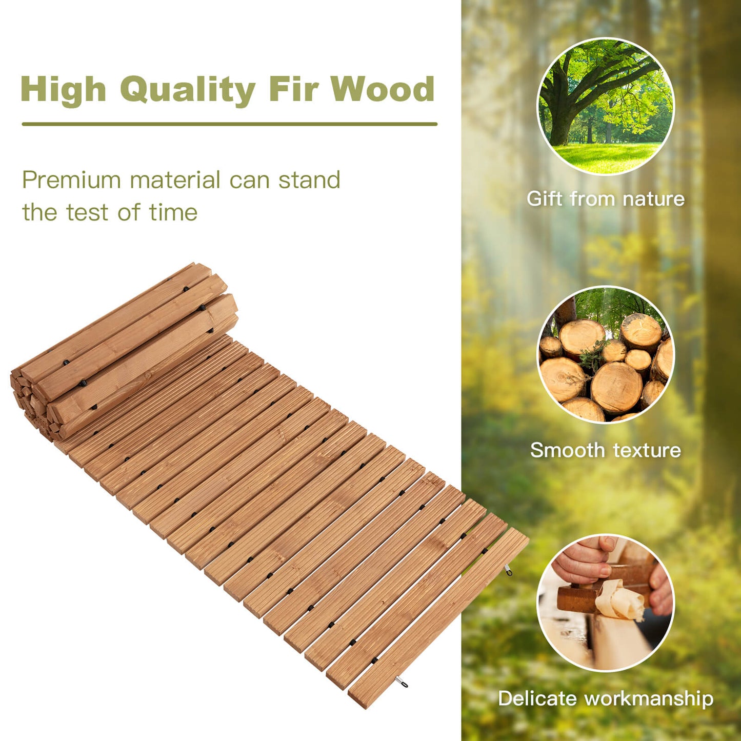 8 Feet Roll-Out Weather-Resistant Patio Hardwood Pathway, 22 Inch, Brown Decorative Fencing & Flooring at Gallery Canada