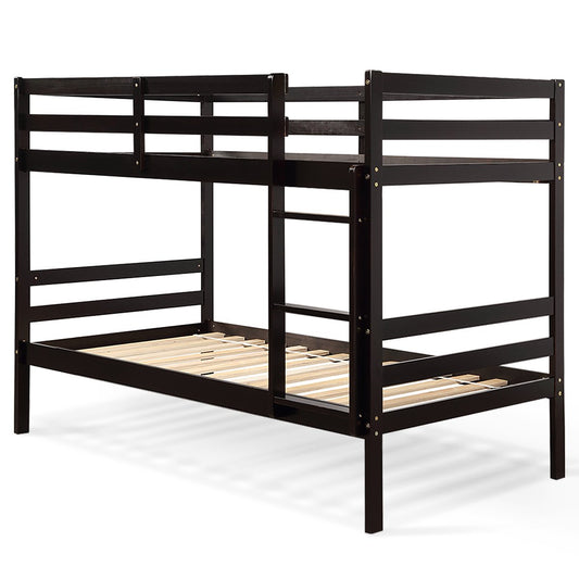 Twin Bunk Bed Children Wooden Bunk Beds Solid Hardwood, Brown at Gallery Canada