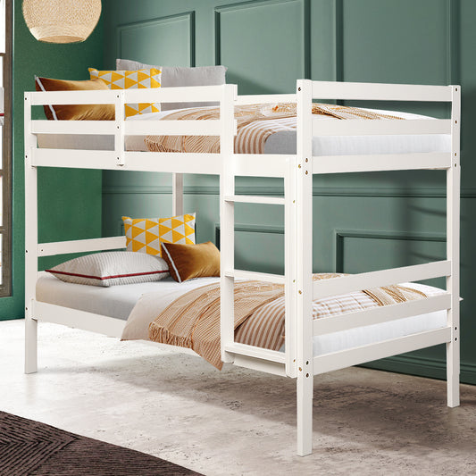 Twin Bunk Bed, Solid Hardwood, White Bunk Bed Frame White at Gallery Canada