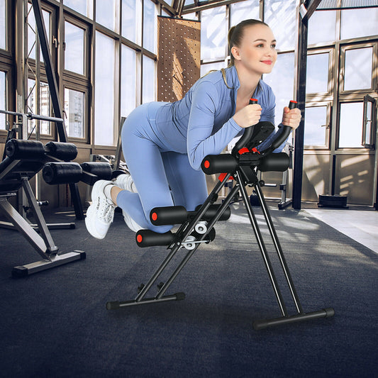 Foldable Adjustable Ab Trainer, 3 Resistance Levels, LCD Display, Black Benches Racks & Bars Black at Gallery Canada