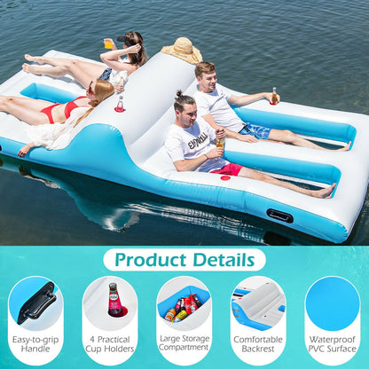 Floating 4 Person Inflatable Lounge Raft with 130W Electric Air, White at Gallery Canada
