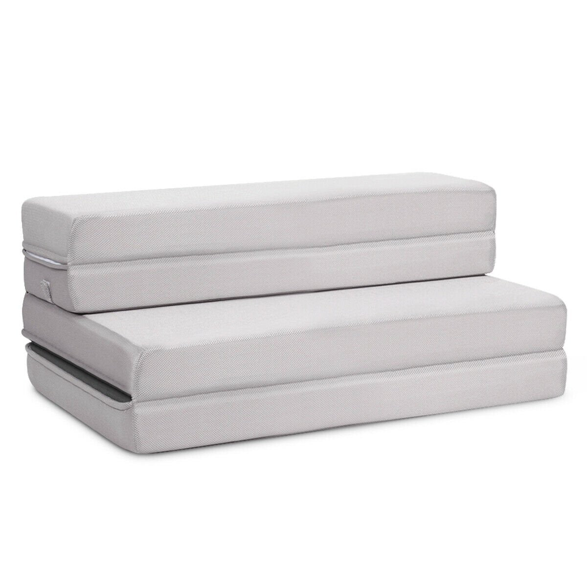 4 Inch Folding Sofa Bed Foam Mattress with Handles-Twin XL, Gray at Gallery Canada