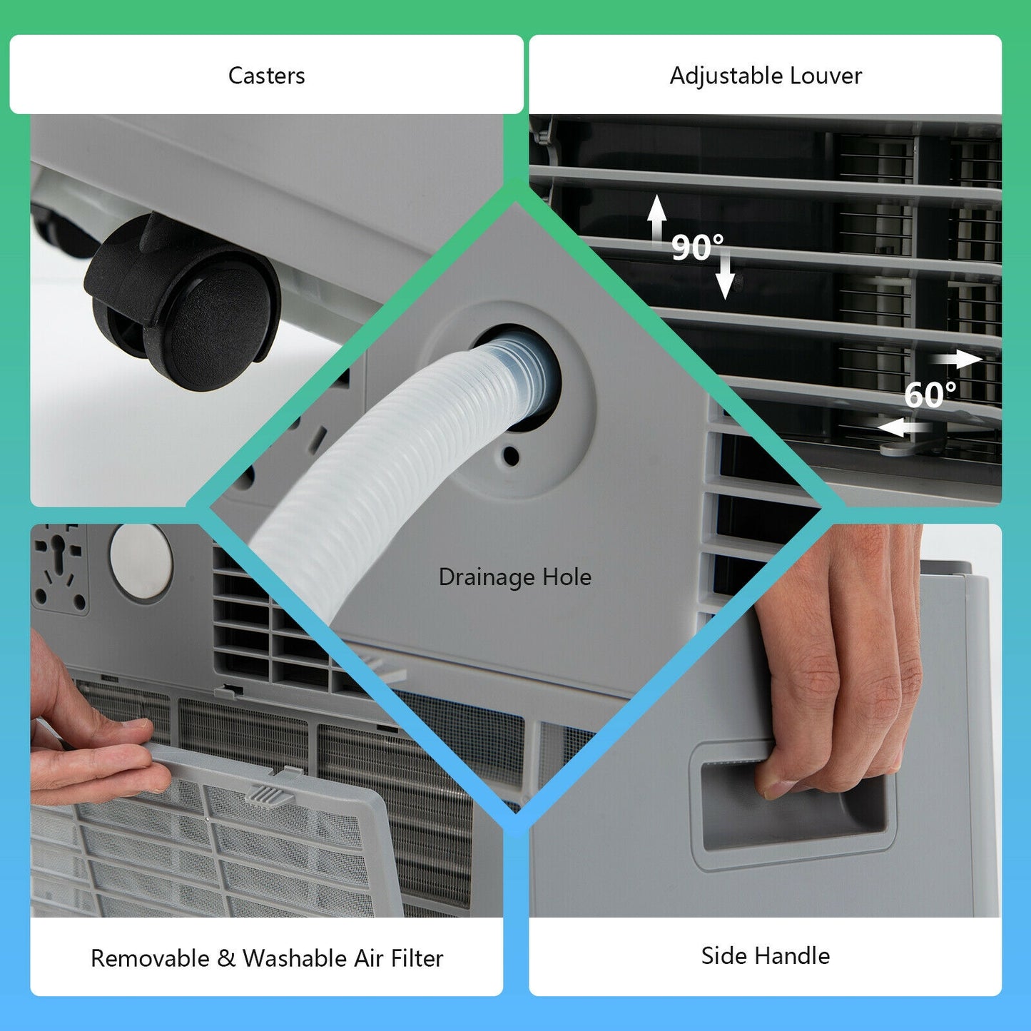 Climatiseur portable 3 en 1 8000 BTU, gris