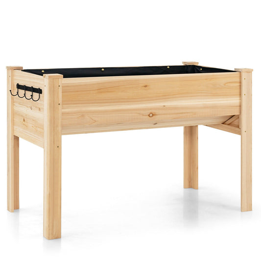 48 x 24 x 32 Inch Elevated Wood Planter Box with Legs, Natural at Gallery Canada