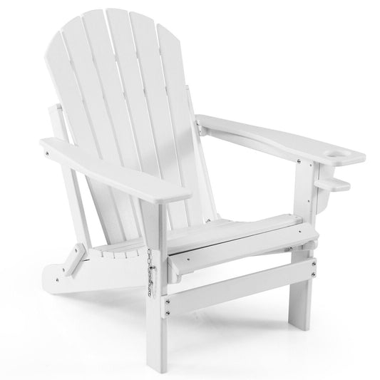 Patio All-Weather Folding Adirondack Chair with Pull-Out Ottoman, White at Gallery Canada