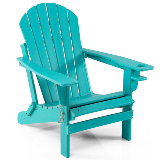 Patio All-Weather Folding Adirondack Chair with Pull-Out Ottoman, Turquoise at Gallery Canada