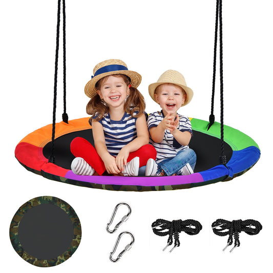 40 Inch Flying Saucer Tree Swing with 2 Hanging Straps for Kids, Camouflage