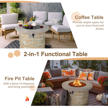 36 Inch Propane Gas Fire Pit Table with Lava Rock and PVC cover, Gray at Gallery Canada