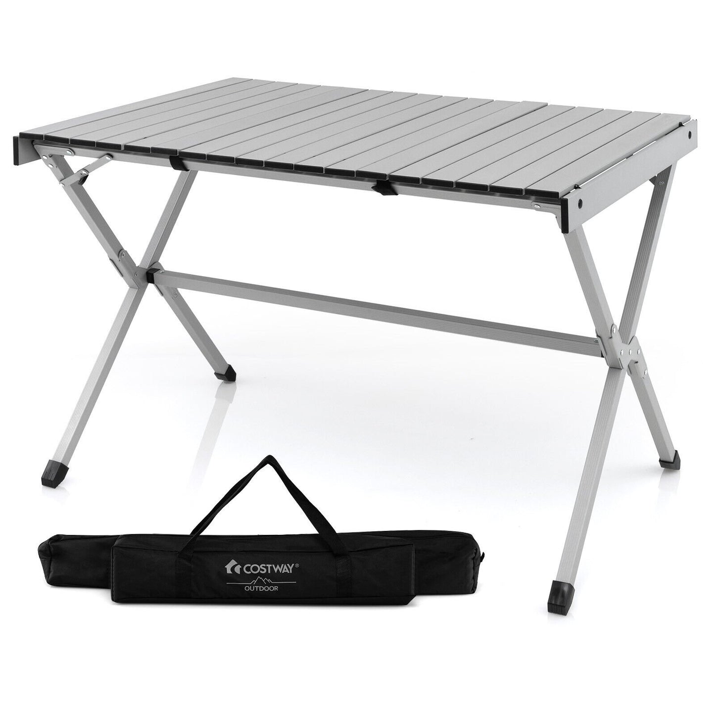 4-6 Person Portable Aluminum Camping Table with Carrying Bag, Gray