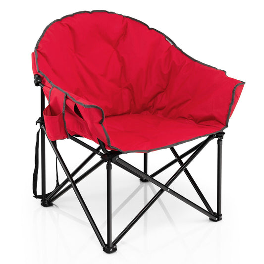 Folding Camping Moon Padded Chair with Carrying Bag, Red