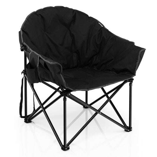 Folding Camping Moon Padded Chair with Carrying Bag, Black