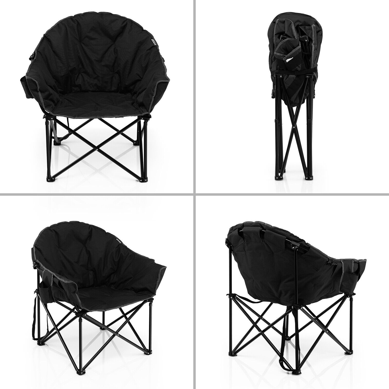 Folding Camping Moon Padded Chair with Carrying Bag, Black at Gallery Canada
