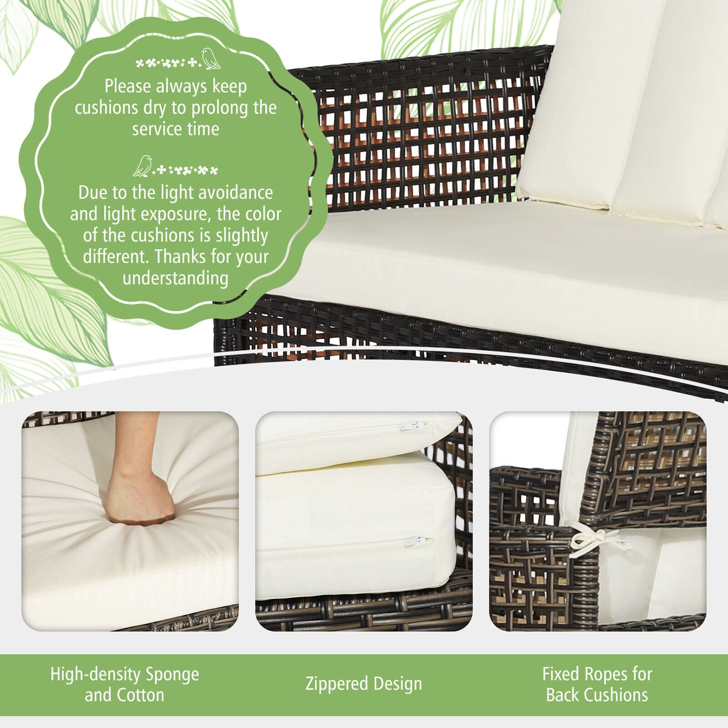 4-Piece Patio Rattan Furniture Set, 2-Tier Coffee Table, White Patio Conversation Sets at Gallery Canada