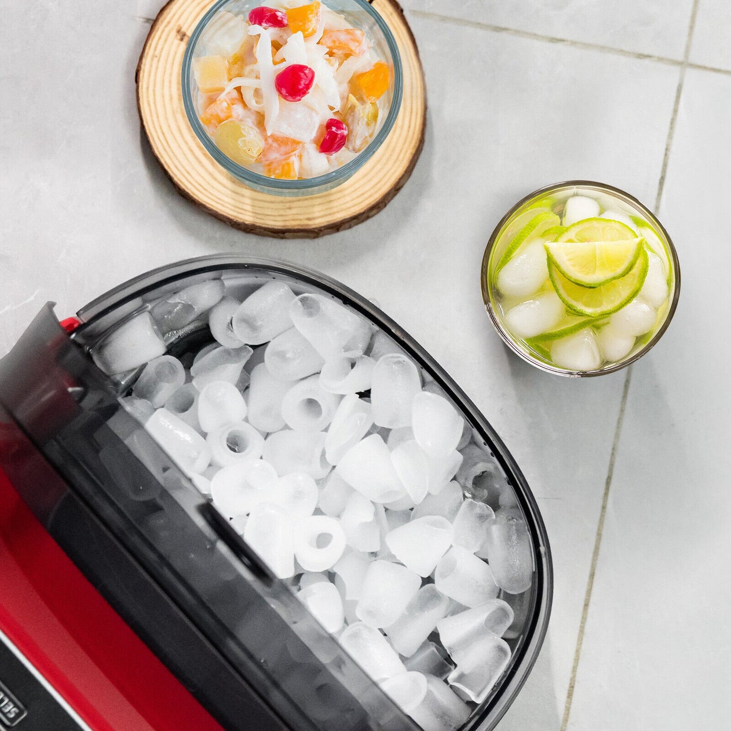 Countertop Ice Maker 26.5lbs/Day with Self-Cleaning Function and Flip Lid, Red at Gallery Canada