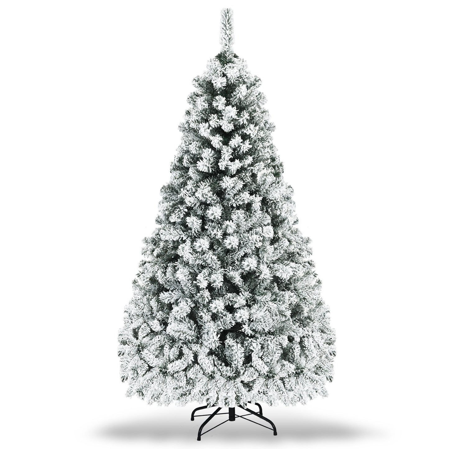 Pre-Lit Premium Snow Flocked Hinged Artificial Christmas Tree-6 ft, White at Gallery Canada