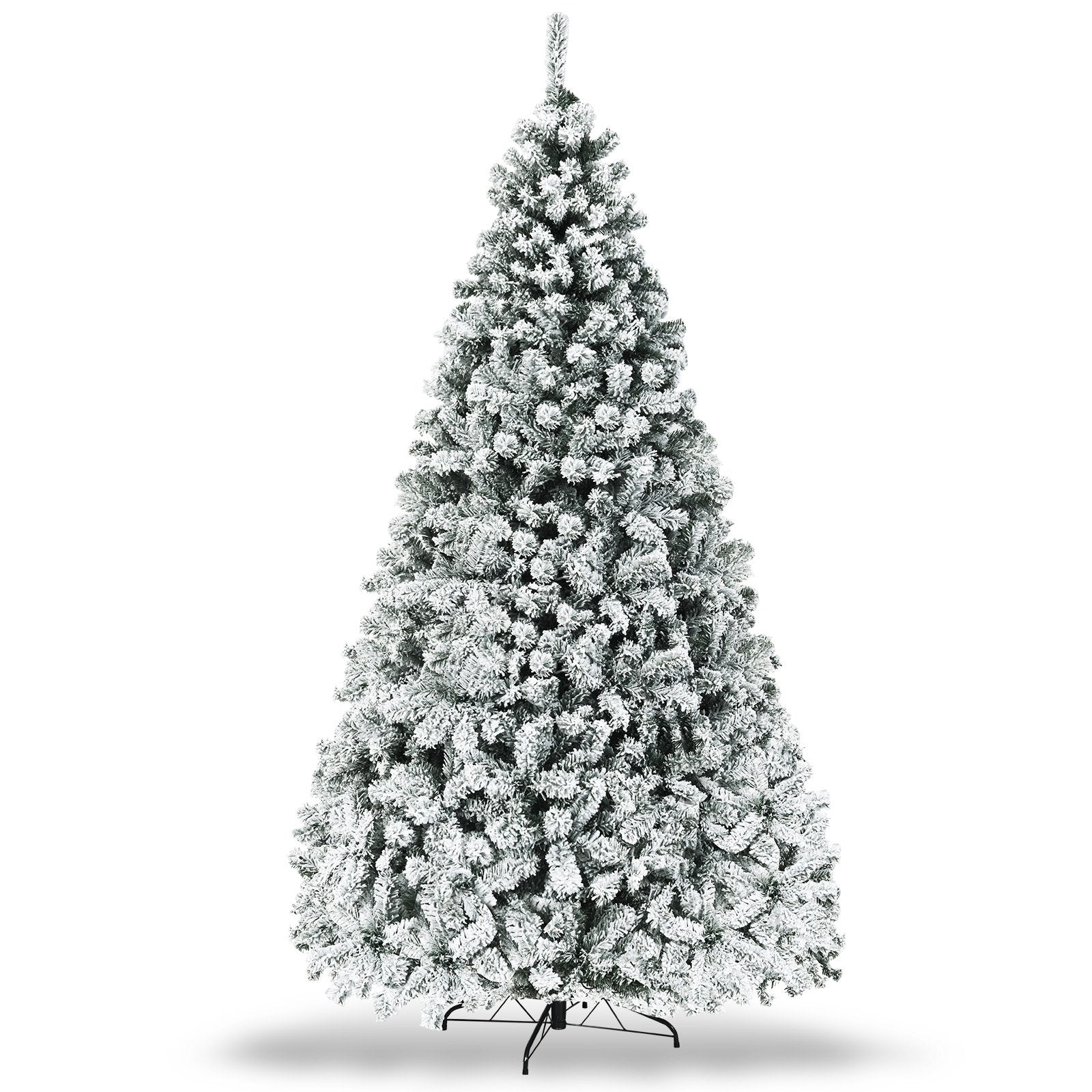 Pre-Lit Premium Snow Flocked Hinged Artificial Christmas Tree-9 ft, White at Gallery Canada