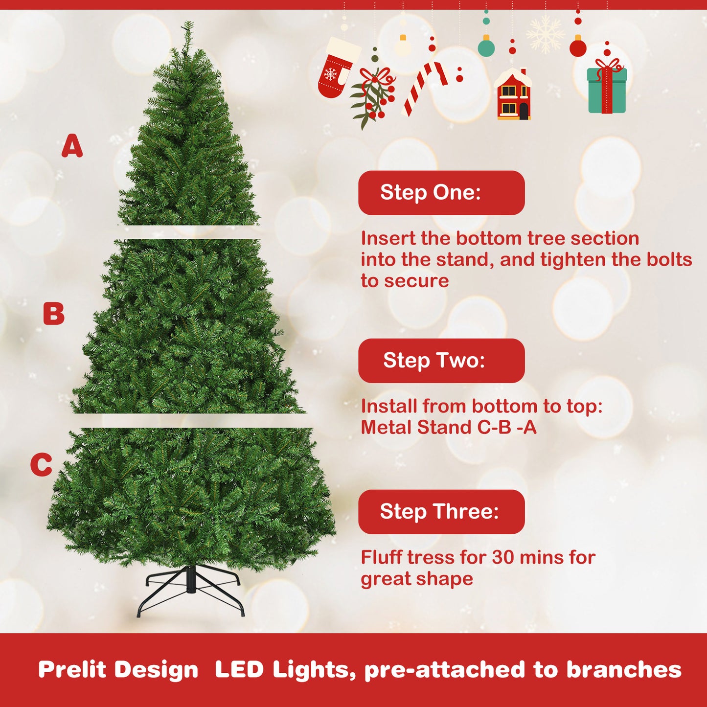 Artificial Hinged Christmas Tree, 8 ft, Green Christmas Tree at Gallery Canada