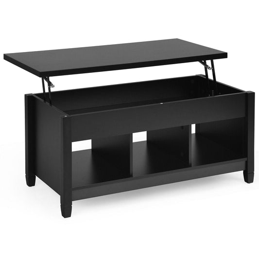 Lift Top Coffee Table with Storage Lower Shelf, Black at Gallery Canada
