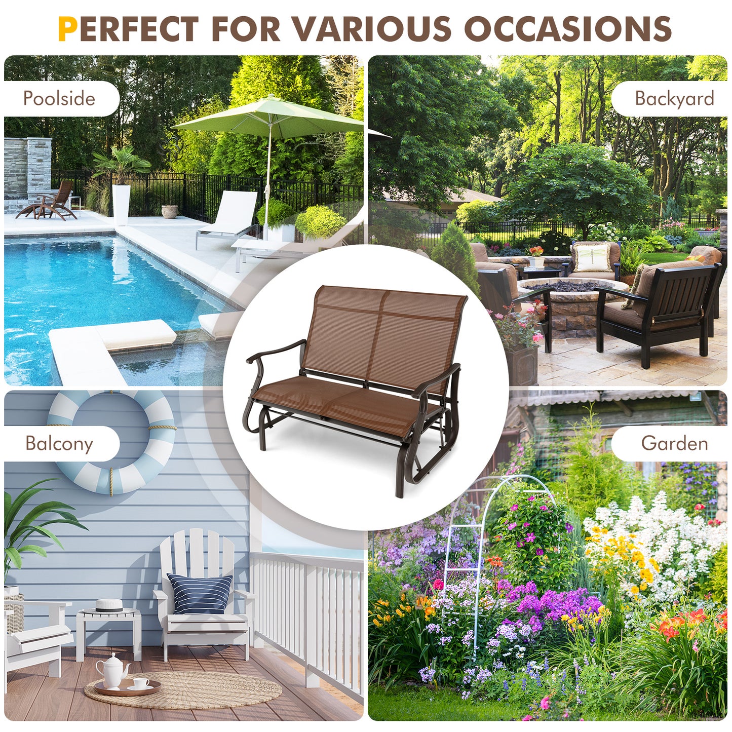 2-Person Patio Glider Bench, Brown Patio Rocking Chairs & Gliders at Gallery Canada