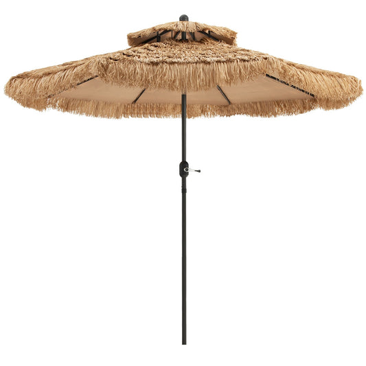 9 Feet Thatched Tiki Umbrella with 8 Ribs, Natural at Gallery Canada