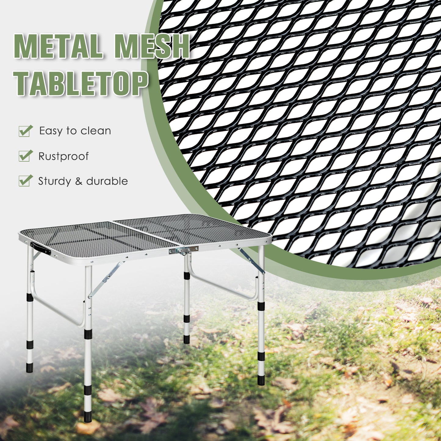 Folding Grill Table for Camping Lightweight Aluminum Metal Grill Stand Table, Silver Camping Furniture at Gallery Canada