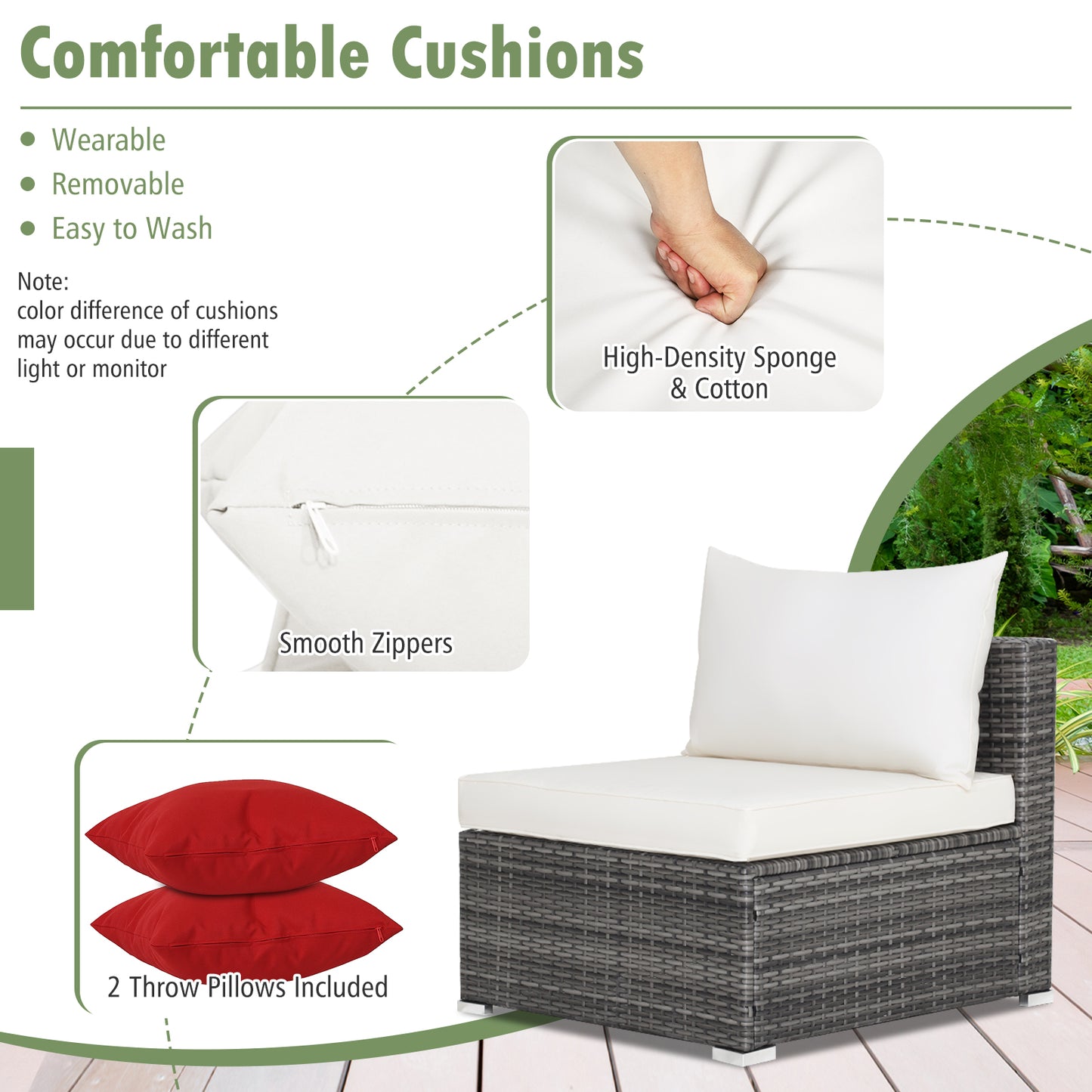 7-Piece Patio Rattan Furniture Set, Sectional Sofa, White Outdoor Sectionals at Gallery Canada