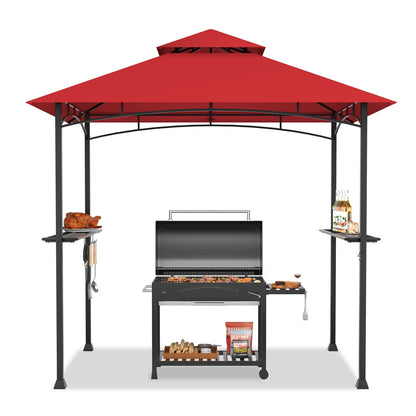8 x 5 Feet Outdoor Barbecue Grill Gazebo Canopy Tent BBQ Shelter, Dark Red at Gallery Canada