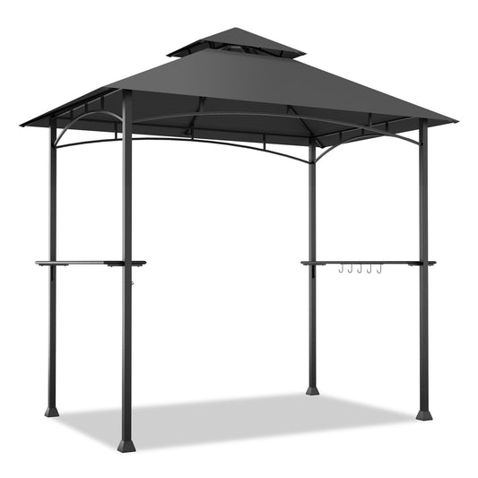 8 x 5 Feet Outdoor Barbecue Grill Gazebo Canopy Tent BBQ Shelter, Dark Gray
