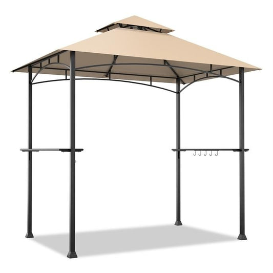 8 x 5 Feet Outdoor Barbecue Grill Gazebo Canopy Tent BBQ Shelter , Beige