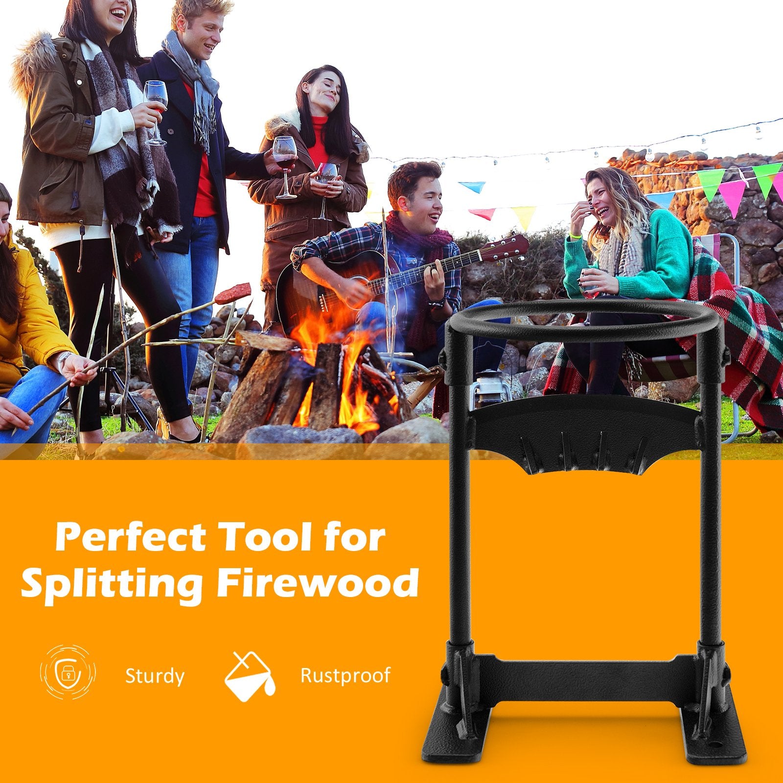 Firewood Kindling Splitter with Sharply Blade for Fireplace BBQ, Black at Gallery Canada