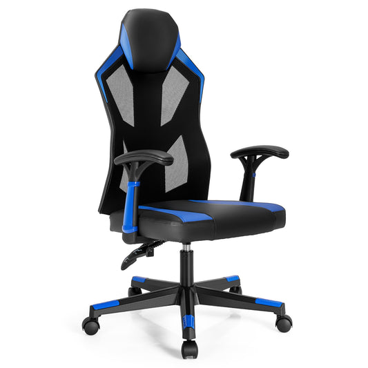 Gaming Chair with Adjustable Mesh Back, Blue