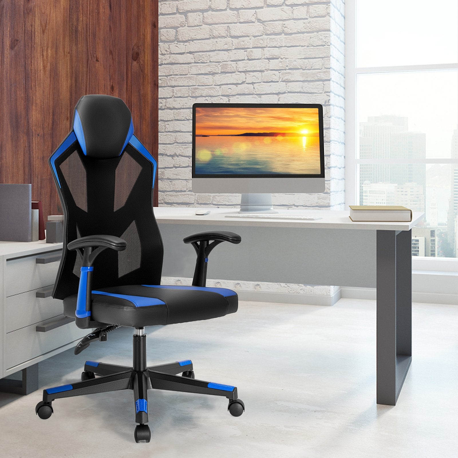 Gaming Chair with Adjustable Mesh Back, Blue at Gallery Canada