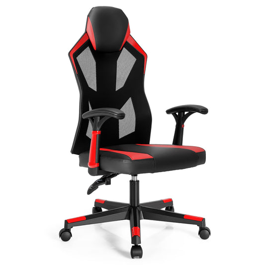 Gaming Chair with Adjustable Mesh Back, Red