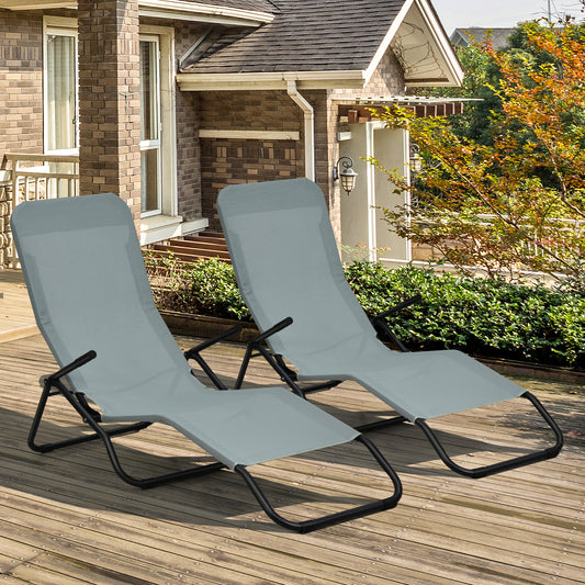 2 Pieces Folding Portable Patio Chaise Lounger with Rocking Design, Light Green Outdoor Chaise Lounges Light Green at Gallery Canada