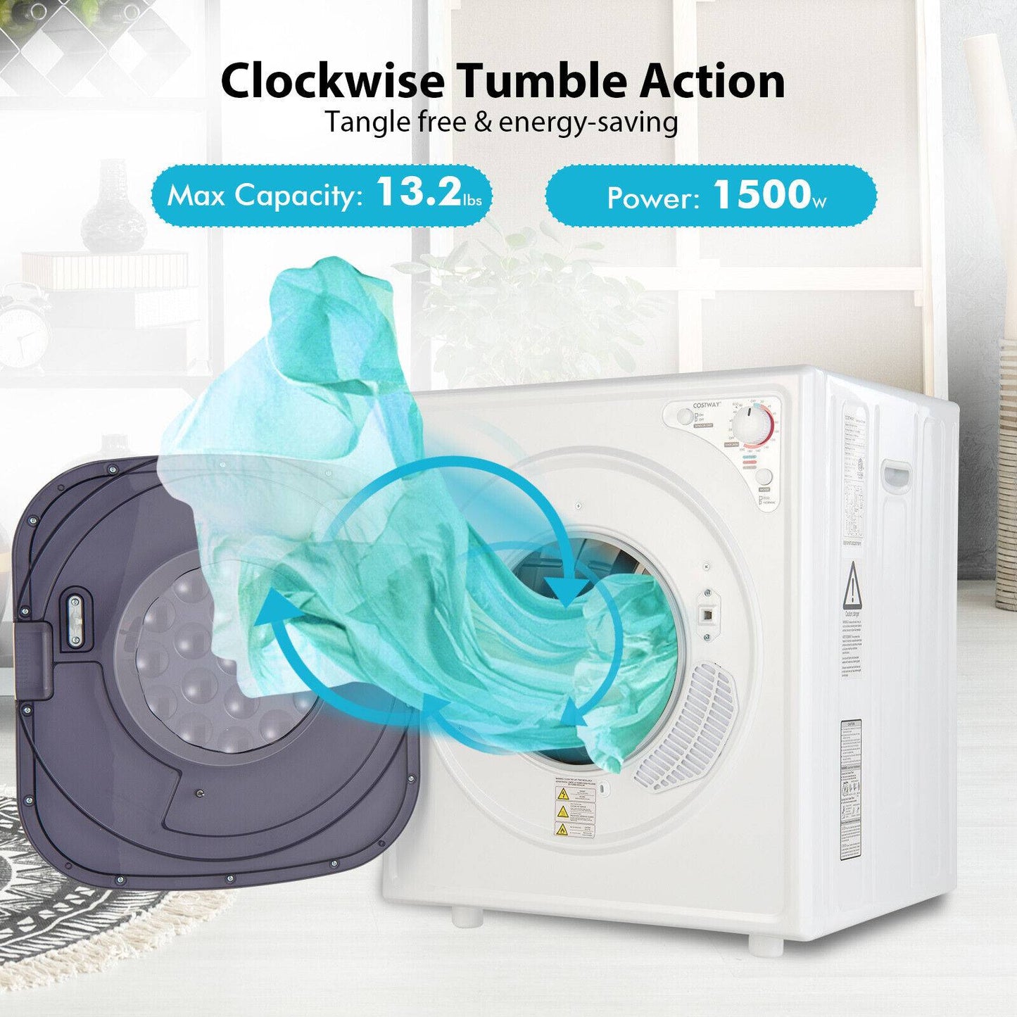 Compact Laundry Dryer, 1500W, Touch Panel, White Dryers at Gallery Canada