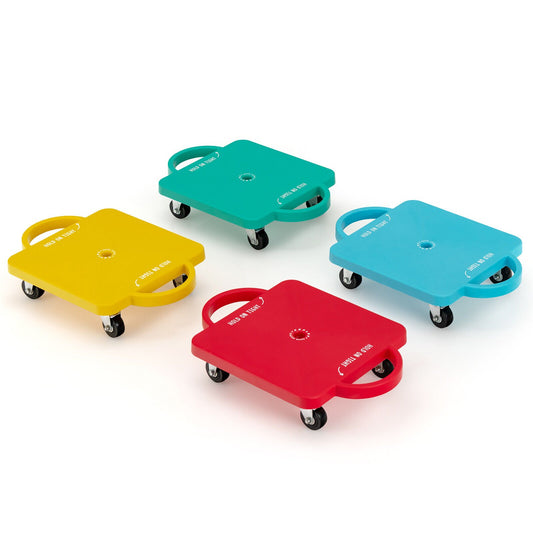 4 Pieces Kids Sitting Scooter Set with Handles and Non-marring Universal Casters, Multicolor at Gallery Canada