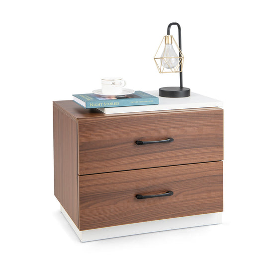Modern Nightstand with 2 Drawers for Bedroom Living Room, Brown