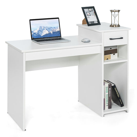 Computer Desk With Drawer And Shelf, White Computer Desks White at Gallery Canada