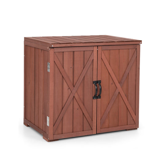 2.5 x 2 Feet Outdoor Wooden Storage Cabinet with Double Doors, Brown