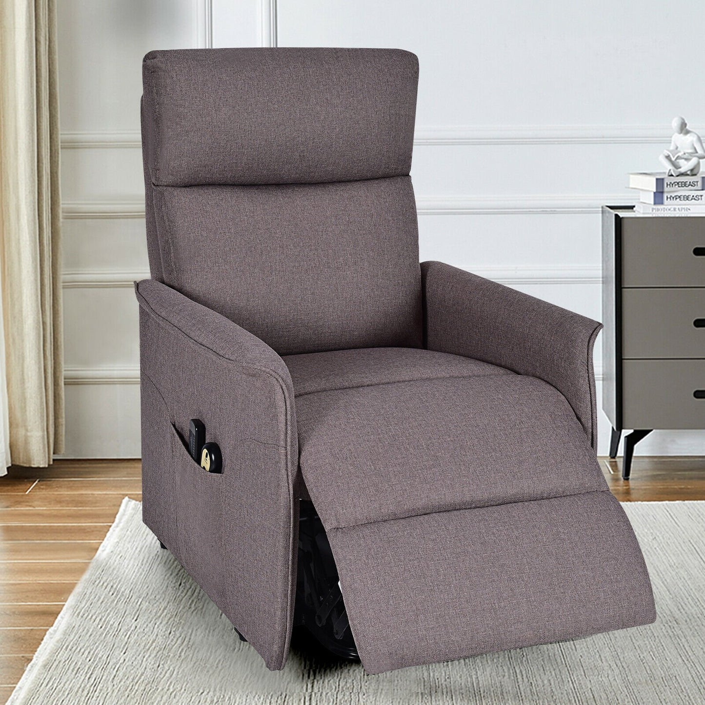 Power Lift Massage Recliner Chair for Elderly with Heavy Padded Cushion, Brown at Gallery Canada