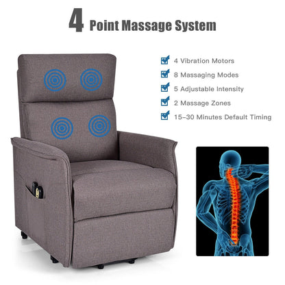 Power Lift Massage Recliner Chair for Elderly with Heavy Padded Cushion, Brown at Gallery Canada
